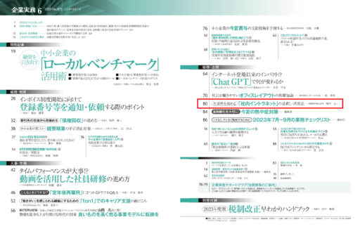 月刊『企業実務』2023年6月号に代表・柳沢が寄稿しました