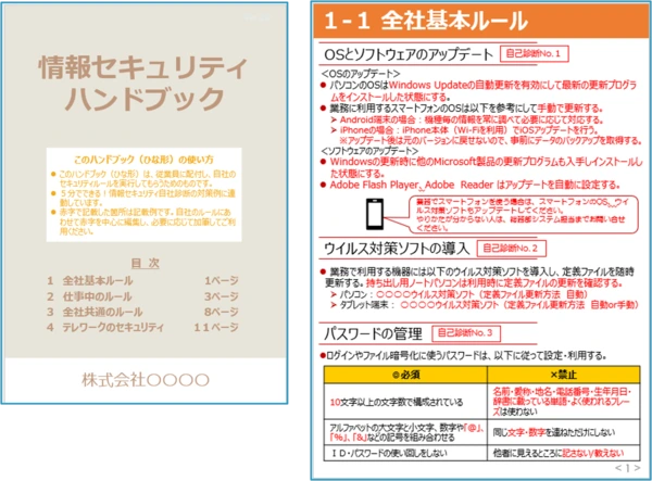 IPA「中小企業の情報セキュリティ対策ガイドライン」のサンプル画像