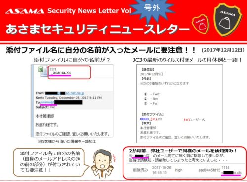 セキュリティニュースレター号外:添付ファイル名に「自分の名前」が入ったメールに要注意!
